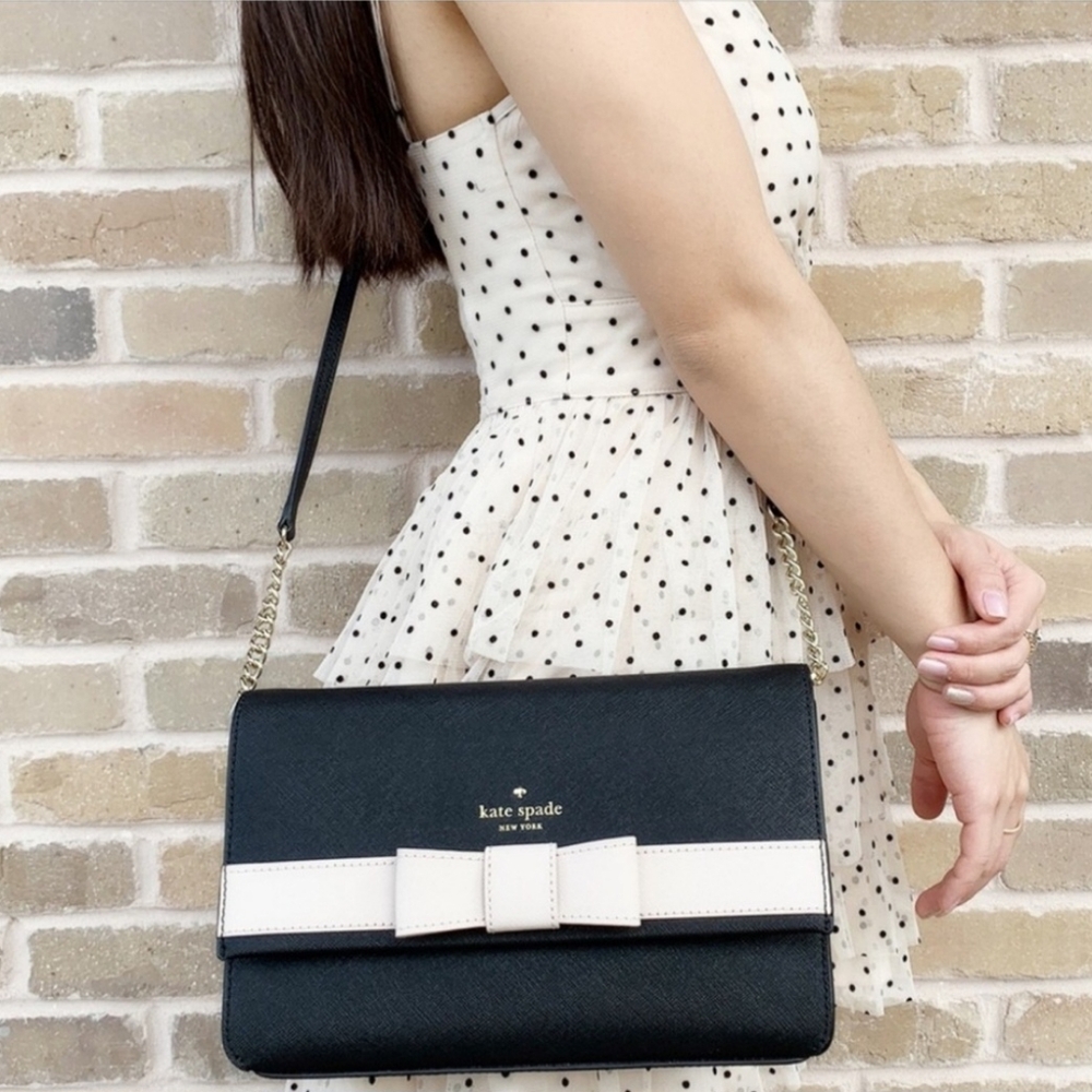 Kate Spade Black and Cream Bow Crossbody Bag